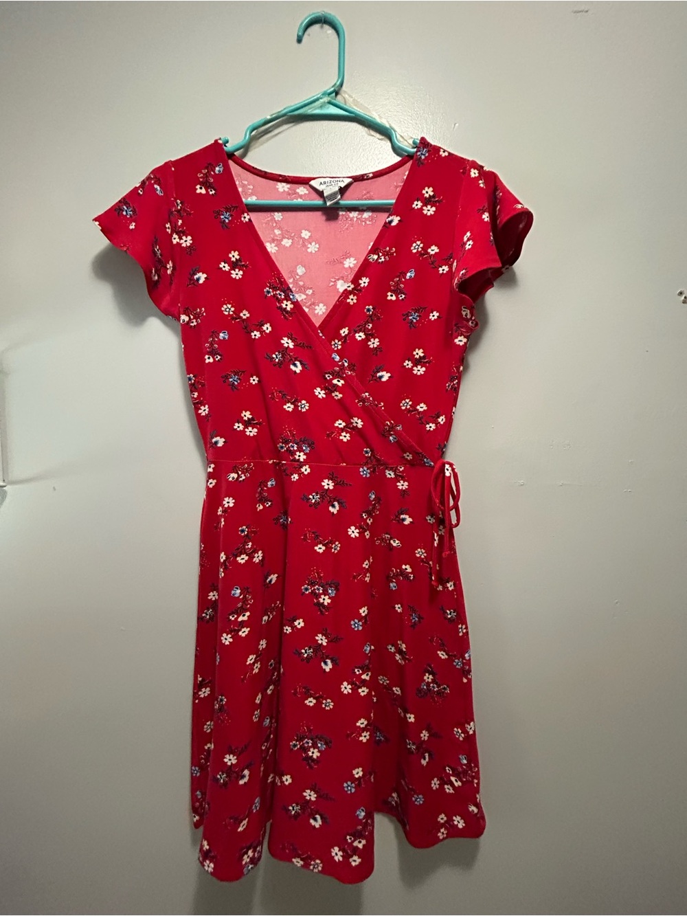 Adorable Red Floral Wrap Dress